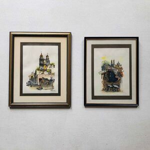 Watercolor Painting Prints Signed Ruiz Spanish